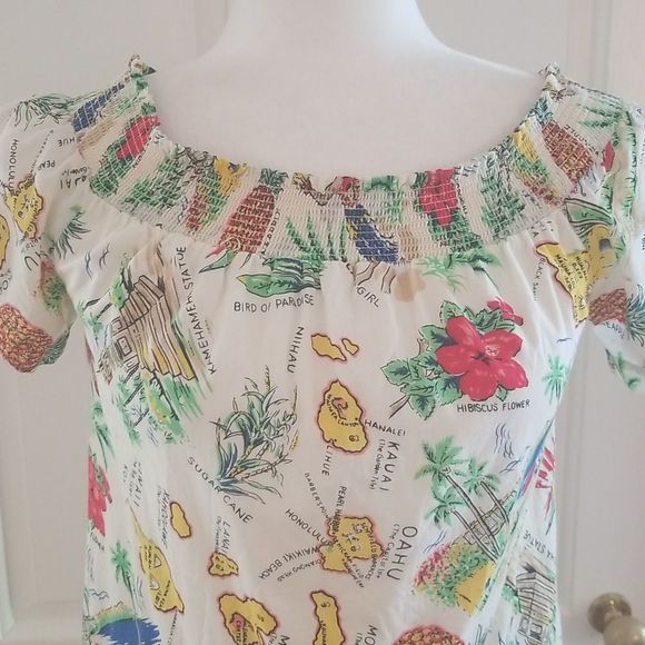 - J. Crew, Hawaiian print shift dress, 100% cotton, size 0, Hawaiian Island - Picture 2 of 16